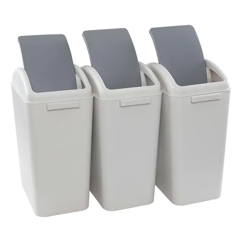 Vista 8 de Paquete de 3 botes de basura de 4.5 galones con tapa abatible, color negro Plastic Swing Lid Trash Can, Slim Narrow Body, Perfect For Bathroom