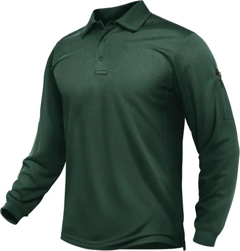 Vista 16 de TACVASEN - Camisas polo de manga larga para hombre de secado rápido, tácticas, para golf, con cuello, ligeras, transpirables, que absorben