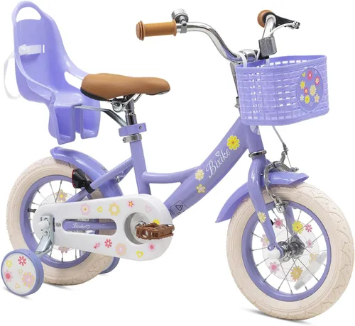 Vista 9 de Bixike Girls Bike with Basket for Toddlers and Kids Aged 3-14 Years Old, 12 14 16 18 Inch with Training Wheels & Doll Seat, 20 Inch with Kickstand &