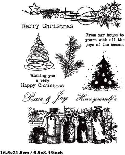 Vista 3 de Sellos de silicona transparentes para árbol de Navidad para hacer tarjetas, sellos de goma transparente para álbumes de recortes, álbum de fotos