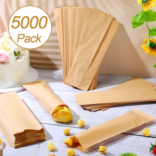 Vista 4 de 5000 bolsas de almuerzo de papel kraft, bolsas desechables de pretzel, bolsas de papel kraft a prueba de aceite, fundas de cubiertos para utensilios