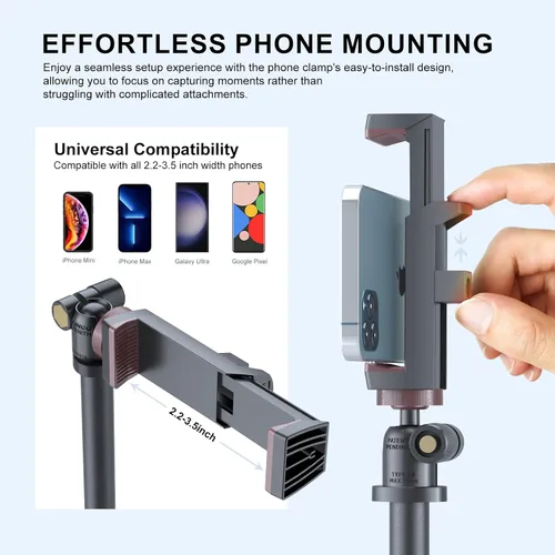 Vista 2 de Selfie Stick & Tripod LINCO, integrado, resistente, ligero, control remoto Bluetooth para dispositivos Apple y Android, pies de trípode separables