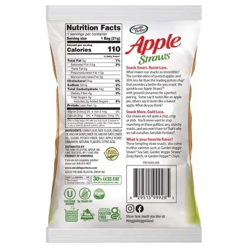 Vista 5 de Sensible Portions Paquete variado de pajitas dulces y saladas, pajitas de manzana y pajitas vegetarianas de sal marina, bolsa de 0.75 onzas
