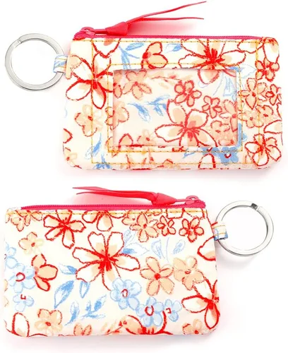 Vista 3 de Combo de funda de identificación con cremallera de algodón para mujer y cordón (varios equipos disponibles), llavero, cartera con cordón de moda (4#)