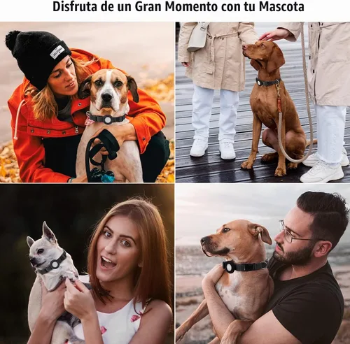 Vista 6 de Compatible con collar de perro Airtag, collar de perro ajustable con hebilla de cierre rápido duradera, collar de perro de nailon de imitación