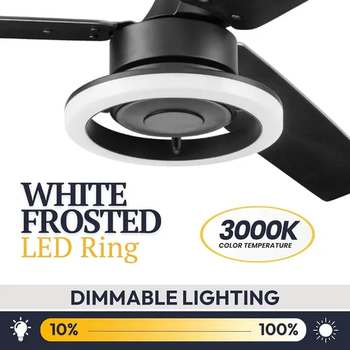 Vista 6 de Prominence Home Orbis - Ventilador de techo moderno para interiores de 52 pulgadas con luz LED, control remoto, motor reversible, 3 aspas de doble