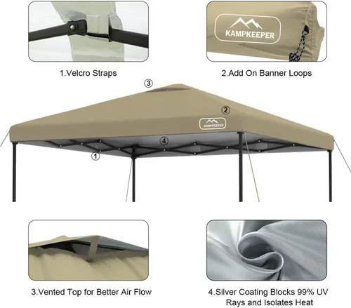 Vista 68 de KAMPKEEPER Cubierta de Repuesto Superior para Carpa Toldo Emergente con Ventilación de Aire y Correa Elástica Ajustable, Poliéster Resistente a Azul