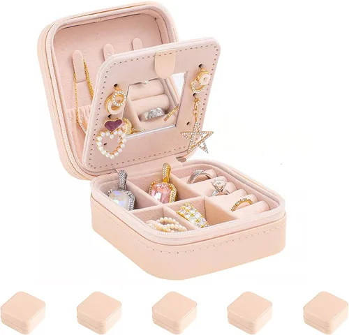 Vista 16 de KElofoN Estuche de viaje para joyas Caja de viaje para joyas Organizador de joyas de viaje Pequeño estuche organizador de joyas para niñas y mujeres