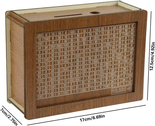 Vista 2 de Kakeibo - Caja de madera para ahorrar dinero, alcancía para adultos y niños, banco de monedas para niños y niñas, caja de ahorro de madera