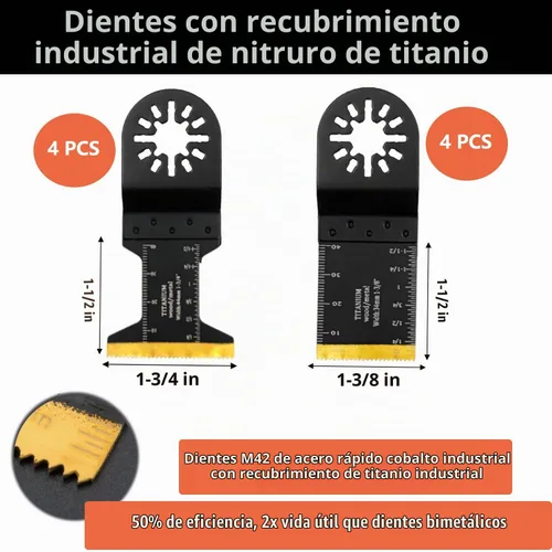 Vista 2 de Hojas de sierra oscilantes, cuchillas multiherramienta de titanio, corte de metal, cuchillas multiherramienta para uñas de metal suave