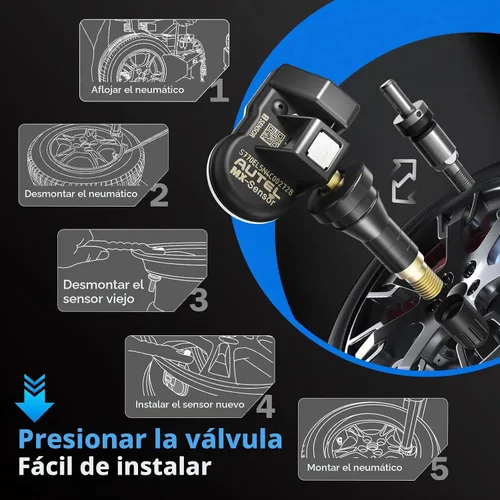 Vista 6 de Autel TPMS - Sensores MX, sensor TPMS de 315MHz y 433MHz 2 en 1, sensor de presión de neumáticos insertable, sistema de monitoreo de presión