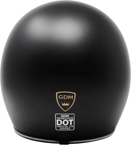 Vista 4 de GDM RENEGADE - Casco abierto para motocicleta, 3/4, estilo vintage, negro mate (escudo cromado, S)