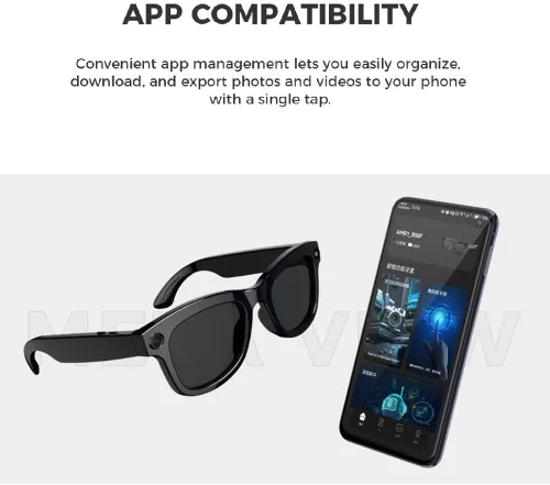 Vista 8 de REEDTOCK Lentes inteligentes AI con cámara de 8 MP, grabación de video HD 1080P, música/llamadas Bluetooth, WiFi, asistente de voz, traducción