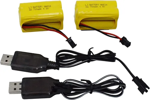 Vista 7 de Blomiky Paquete de 2 baterías F3 4.8V 700mAh AA Nicd tipo cuadrado SM-2P enchufe y cable USB para HY800 F1 F3 RC barco y RC Bus RC Autobús escolar