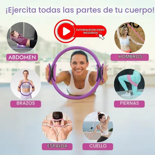 Vista 2 de Pilates Ring and Ball Set with Video Tutorials, 10-in-1 Home Pilates Kit