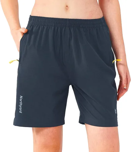 Vista 20 de NORTHYARD Pantalones cortos deportivos de senderismo para mujer, de secado rápido, ligeros, para gimnasio, entrenamiento, con 3 bolsillos