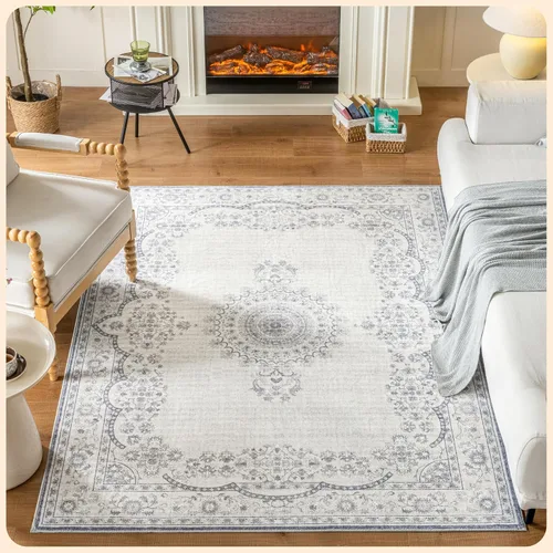 Vista 15 de Istana Alfombra larga antideslizante de 2.5 x 8 para el hogar, para pasillo y cocina, lavable, sedosa y suave al tacto, elegante, color azul y marfil