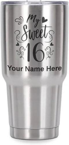Vista 41 de LaserGram Taza aislada al vacío de 20 onzas, My Sweet 16, grabado personalizado incluido (gris)