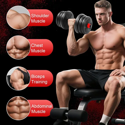 Vista 5 de Adjustable Dumbbells Set, Upgrade Free Weight Set with Connecting Rod, 3 in 1 Dumbbell Set Used as Dumbbells, Barbell, Push Up Stand, Fitness Negro