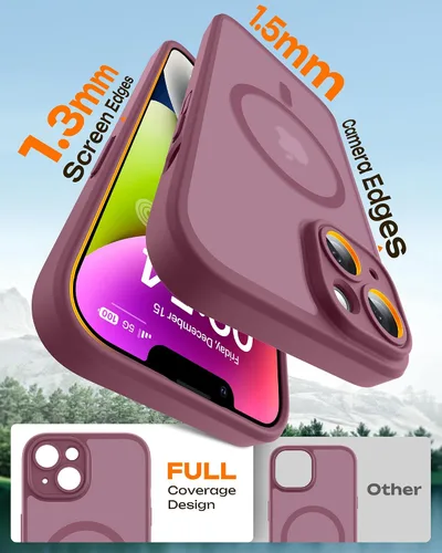 Vista 747 de TOCOL Funda magnética 3 en 1 para iPhone 15 Pro, mejorada [protección completa de cámara] con 2 protectores de pantalla, compatible con MagSafe Gris