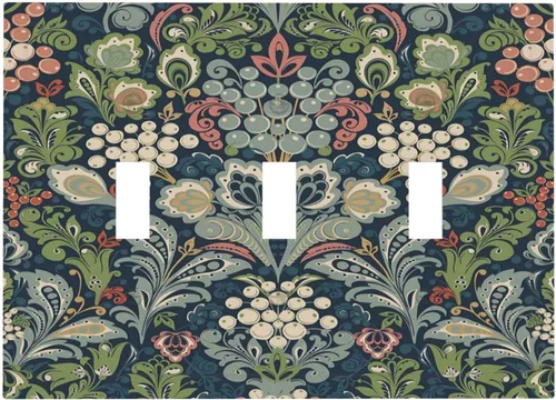 Vista 56 de William Morris Floral Boho Azul Medianoche Azul Bohemio Flor 1 Banda Dúplex Cubierta de Salida Decorativa Receptáculo Único Interruptor Eléctrico