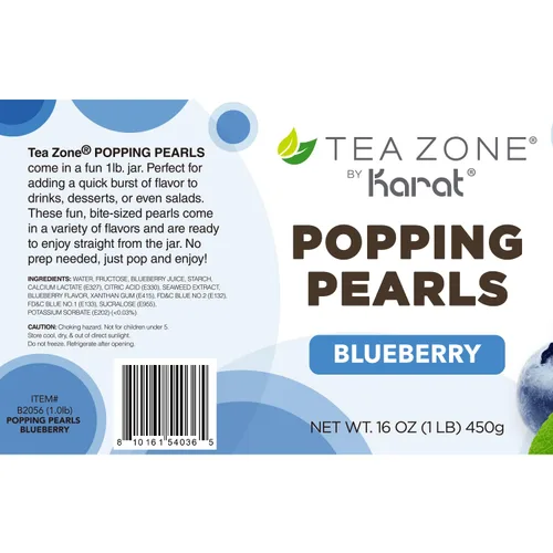 Vista 6 de Tea Zone [1 libra - 12 paquetes] Perlas de arándano, perlas explosivas para tés, batidos, batidos y coberturas de postres Vendido por caja