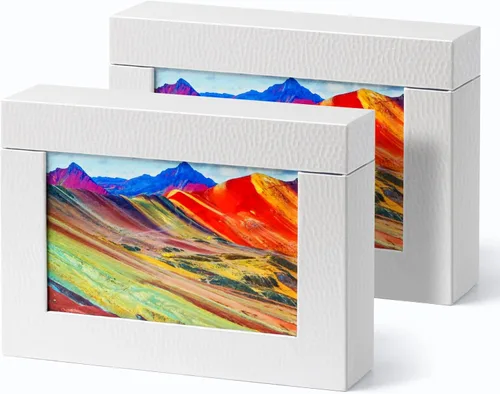 Vista 12 de Caja de almacenamiento de 5 x 7, cajas de cartón para fotos de familias pequeñas y parejas, cajas de regalo, color blanco plateado