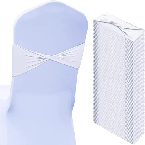 Vista 26 de Kinlop 50 Piezas Bandas de Spandex para Sillas Lazos Bandas para Sillas Bandas Deslizantes para Fundas Bandas Elásticas Lazos Sin Hebilla Azul