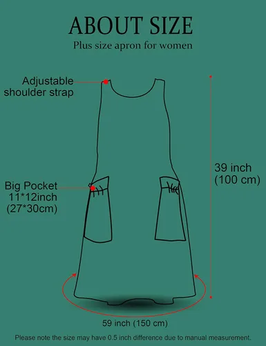 Vista 6 de Delantales grandes de talla grande para mujer con bolsillos de algodón y lino para hornear cocina