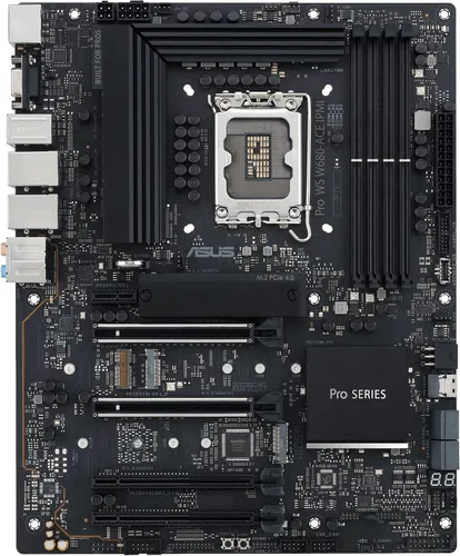Vista 4 de Pro WS W680-ACE Placa base Intel W680 LGA 1700 ATX para estación de trabajo, 2 ranuras PCIe 5.0x16, DDR5, memoria ECC, LAN de 2 x 2.5 Gb, 3 ranuras