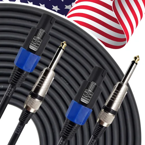 Vista 2 de EMB Cable de altavoz profesional de audio para altavoces a cables de conexión de 1/4 pulgadas para uso con DJ, hogar, instrumento y altavoz