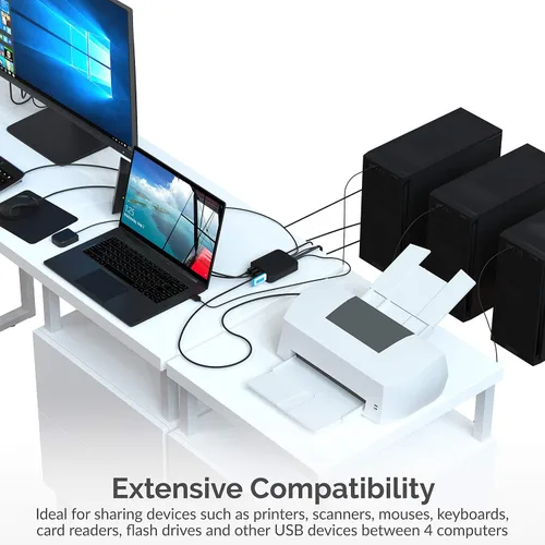 Vista 12 de SABRENT Interruptor para compartir USB 2.0 para 4 computadoras, indicadores