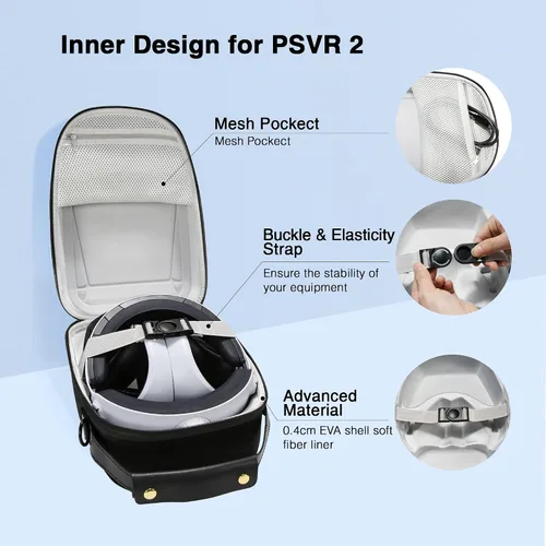 Vista 5 de igrl Carrying Case for PSVR2, Hard Shell Case Bag Compatible with PlayStation5 VR2 Headsets and Touch Controllers Accessories, Included PS VR2 Lens