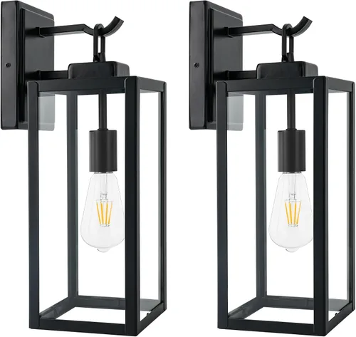 Vista 11 de hykolity - Farol de pared para exteriores de gran tamaño, 16 pulgadas Waterproof Exterior Wall Sconce, Anti-Rust Wall Mounted Lighting with Glass