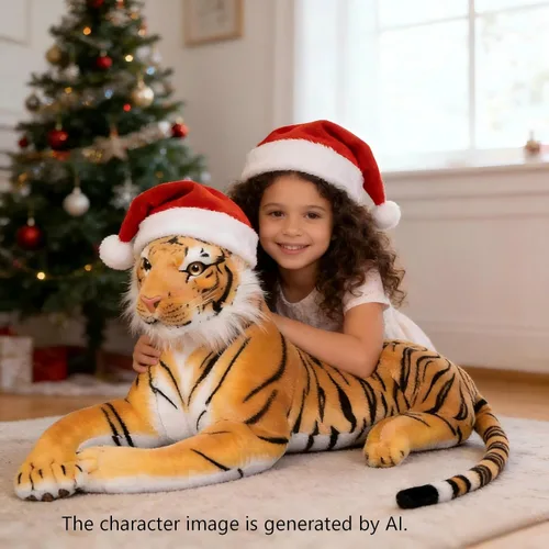 Vista 2 de Animal de peluche grande de tigre blanco - Juguete de peluche - Animal de peluche gigante de tigre blanco de 27 pulgadas (excluyendo la cola)