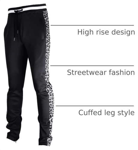 Vista 4 de SCREENSHOT Print TIE DYE Men Premium Streetwear Urban Track Pants - Modern Fit P11004-negro/leopardo