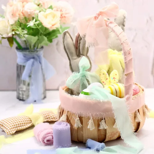 Vista 5 de WILLBOND 6 rollos de cinta de gasa, 1.5 pulgadas x 3 yardas en total 24 yardas, color macarrón Color macaron.
