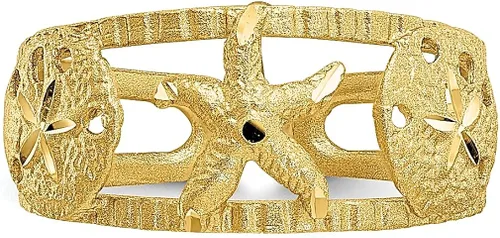 Vista 4 de Anillo de oro amarillo de 14 quilates con estrella de mar ajustable, abierto por debajo de la rodilla, joyería fina para mujer, regalos para ella