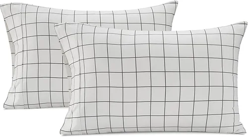 Vista 12 de Lane Linen Juego de 2 fundas de almohada 100 % de algodón, tamaño estándar, se adapta a almohadas estándar y Queen, fundas de almohada lujosas