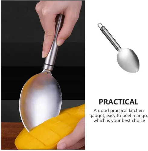 Vista 6 de Alipis Herramientas de preparación de mango, cuchara de acero inoxidable para cortar mango con mango antideslizante, divisor de frutas, cortador