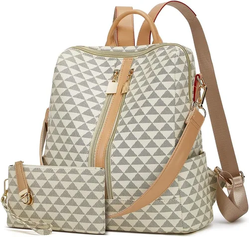 Vista 26 de Makes - Bolso tipo mochila para mujer, de piel sintética, bolso de viaje con diseño convertible a cartera, 12 pulg., Mochilas de viaje