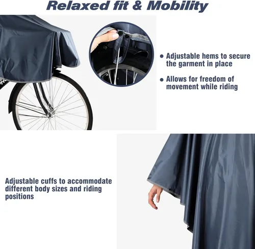 Vista 4 de Anyoo Poncho de lluvia impermeable para bicicleta, capas de lluvia, ligeras, compactas, reutilizables, para adultos