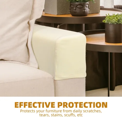 Vista 9 de BESPORTBLE 2 fundas de tela elástica para reposabrazos de sofá, fundas para reposabrazos de sillón, antimanchas, lavable, protector de muebles Beige