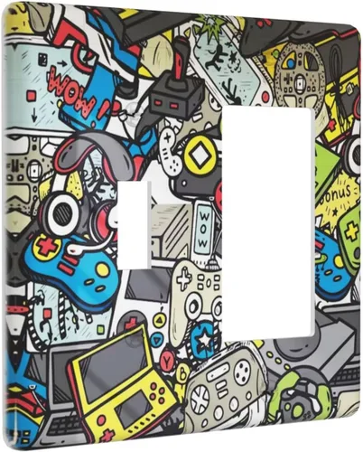 Vista 116 de Pintura al óleo de flores abstractas de 1 cuadrilla de interruptor de luz dúplex individual cubierta de salida placa de pared decorativa Placa