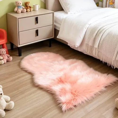 Vista 20 de Alfombra de piel sintética de 2 x 6 pies, color beige, lavable a máquina, súper suave, esponjosa, alfombra de piel de oveja mullida para dormitorio