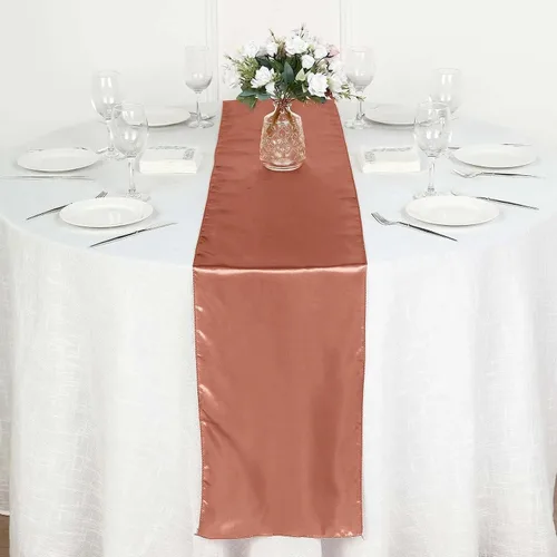 Vista 6 de Efavormart - 5 piezas de camino de mesa de satén de alta calidad para bodas, fiestas de cumpleaños, ajuste rectangular y mesa redonda, 12 x 108