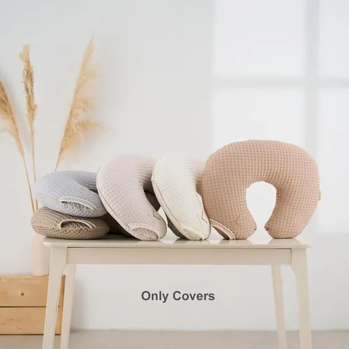 Vista 3 de Funda orgánica para almohada de lactancia • Calidad Premium 100% algodón Oeko-Tex Standard • Funda para lactancia materna y almohada de biberón •