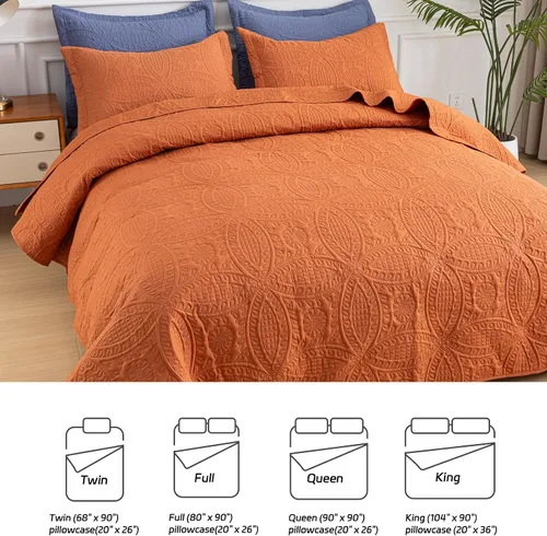 Vista 5 de SheRest - Juego de colcha individual - colcha de cama suave y transpirable, colcha con relieve de estilo moderno, colcha de microfibra ligera