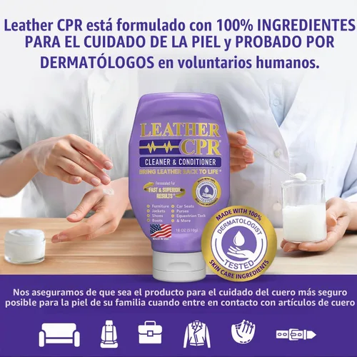 Vista 7 de Leather CPR Limpiador y acondicionador de 18 onzas + limpiador de cuero resistente de 22 onzas kit para sofás, muebles, asientos de automóvil
