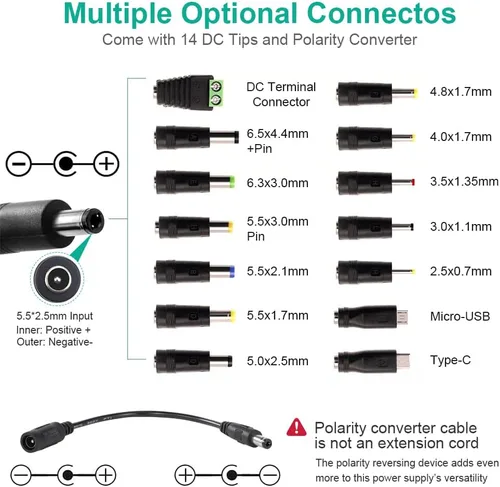 Vista 3 de Fuente de alimentación universal 3V ~ 24V 3A 72W Cargador de adaptador variable ajustable de CA/CC, convertidor de CA a CC de 100 V-240 V